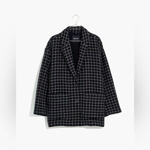 Madewell Black and White Waffleback Shaw Blazer in Windowpane Size Small